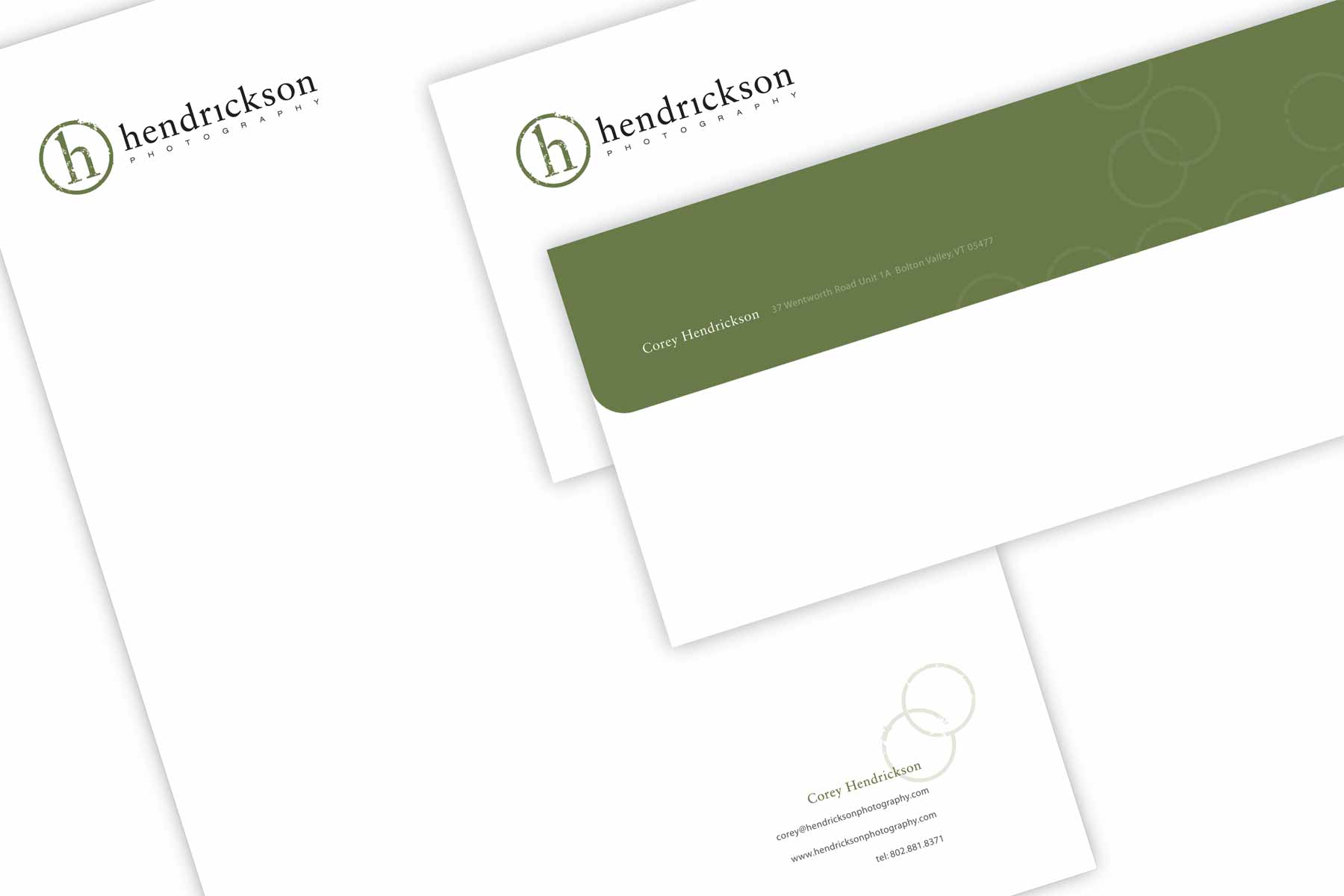 Stationary design for Hendrickson Photography. Winner of the 2010 American Graphic Design Awards.